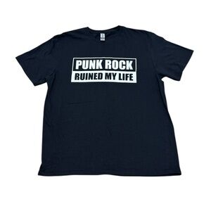 Punk Rock Ruined My Life T Shirt Mens L Black Graphic Tee 2010s